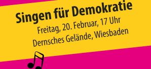 Bunte Grafik mit dem Text: Singen für Demokratie